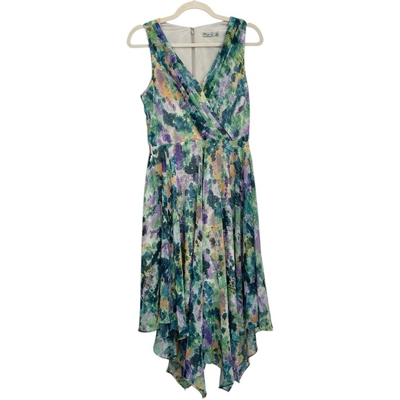 Eliza J Multicolor Sleeveless Chiffon Asymmetrical Dress - Picture 1 of 6